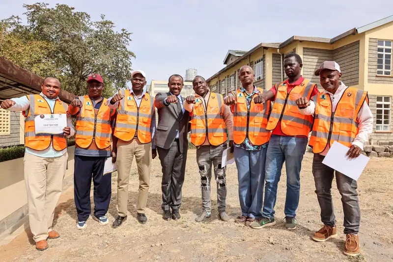 Governor Mutula Kilonzo Jr. with motorcycle riders at the maternal health programme launch in Wote.